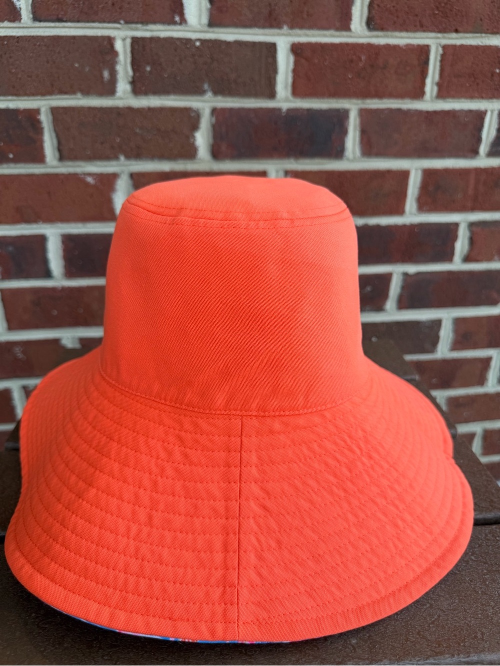 Lilly Pulitzer Blue Bucket Hat with Pink & Coral Floral Print - Picture 9 of 9